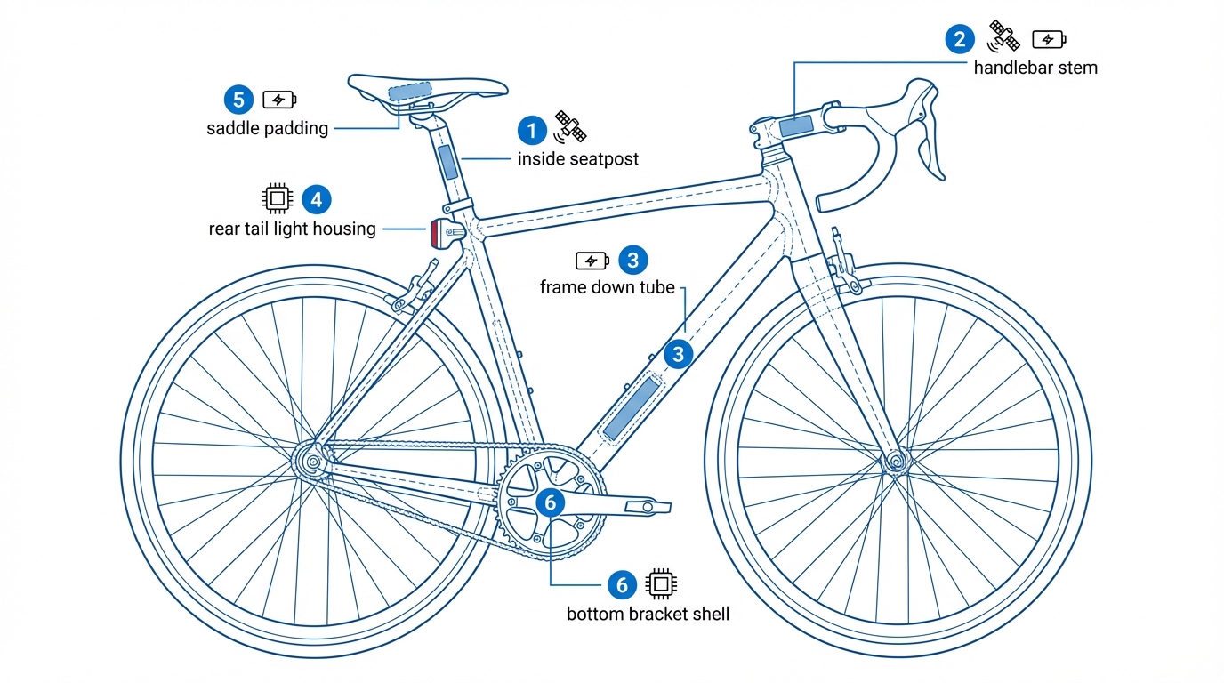 Infografik: GPS Tracker Verstecke am Fahrrad